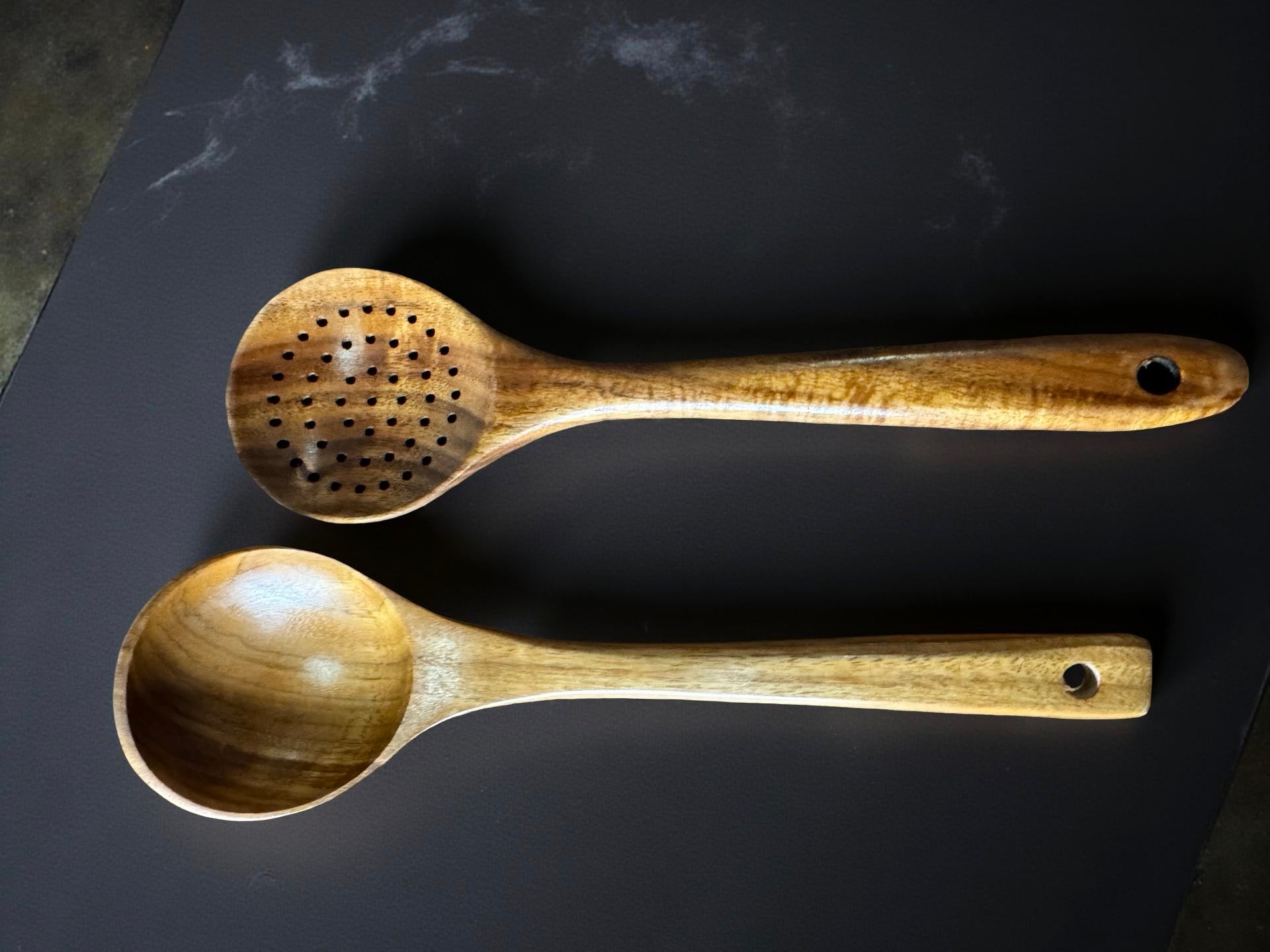 Timber cooking utensil set East Gippsland artisan Fractal Flow Designs Australia