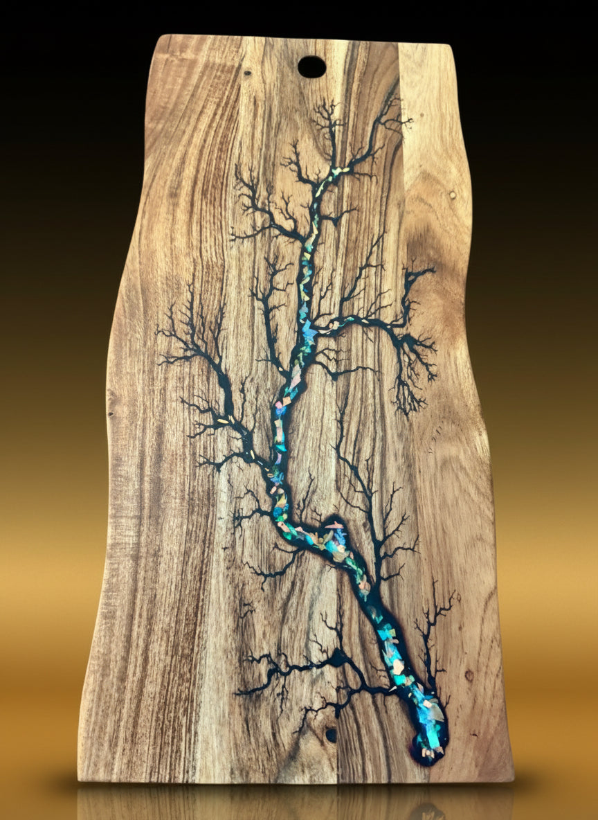 Australian-made resin live edge charcuterie board, hardwood timber and resin serving platter for grazing tables, handcrafted in Gippsland - Victoria