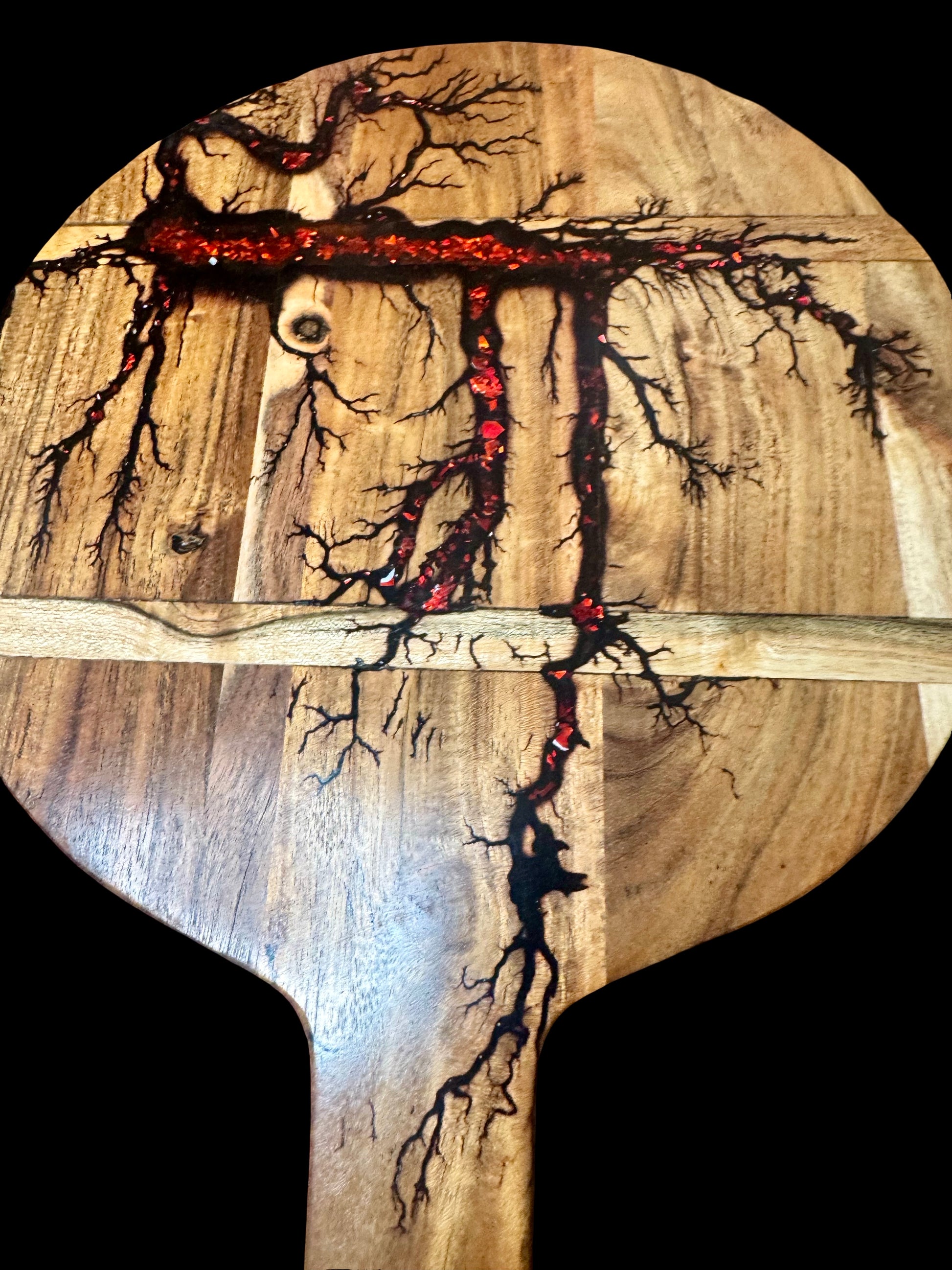 Premium Australian made resin cheese board with fractal burning timber art