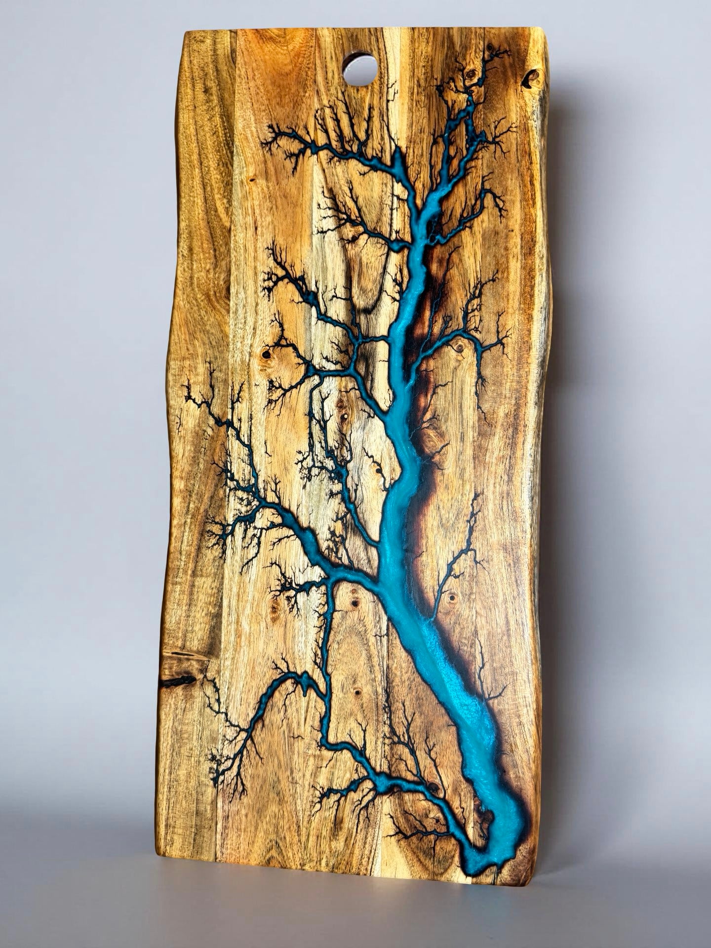 Marine green resin live edge serving board handcrafted from Australian timber grazing platter