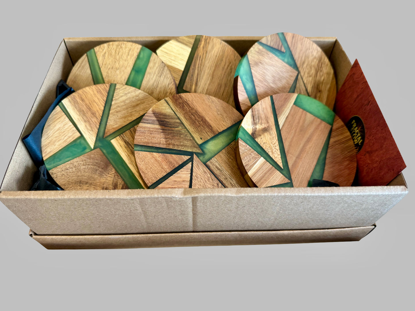 Artisan resin coasters Australia, lightning fractal art design, East Gippsland handmade