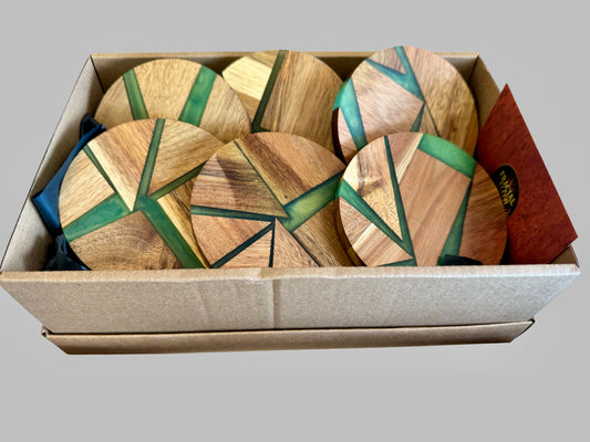 Artisan resin coasters Australia, lightning fractal art design, East Gippsland handmade