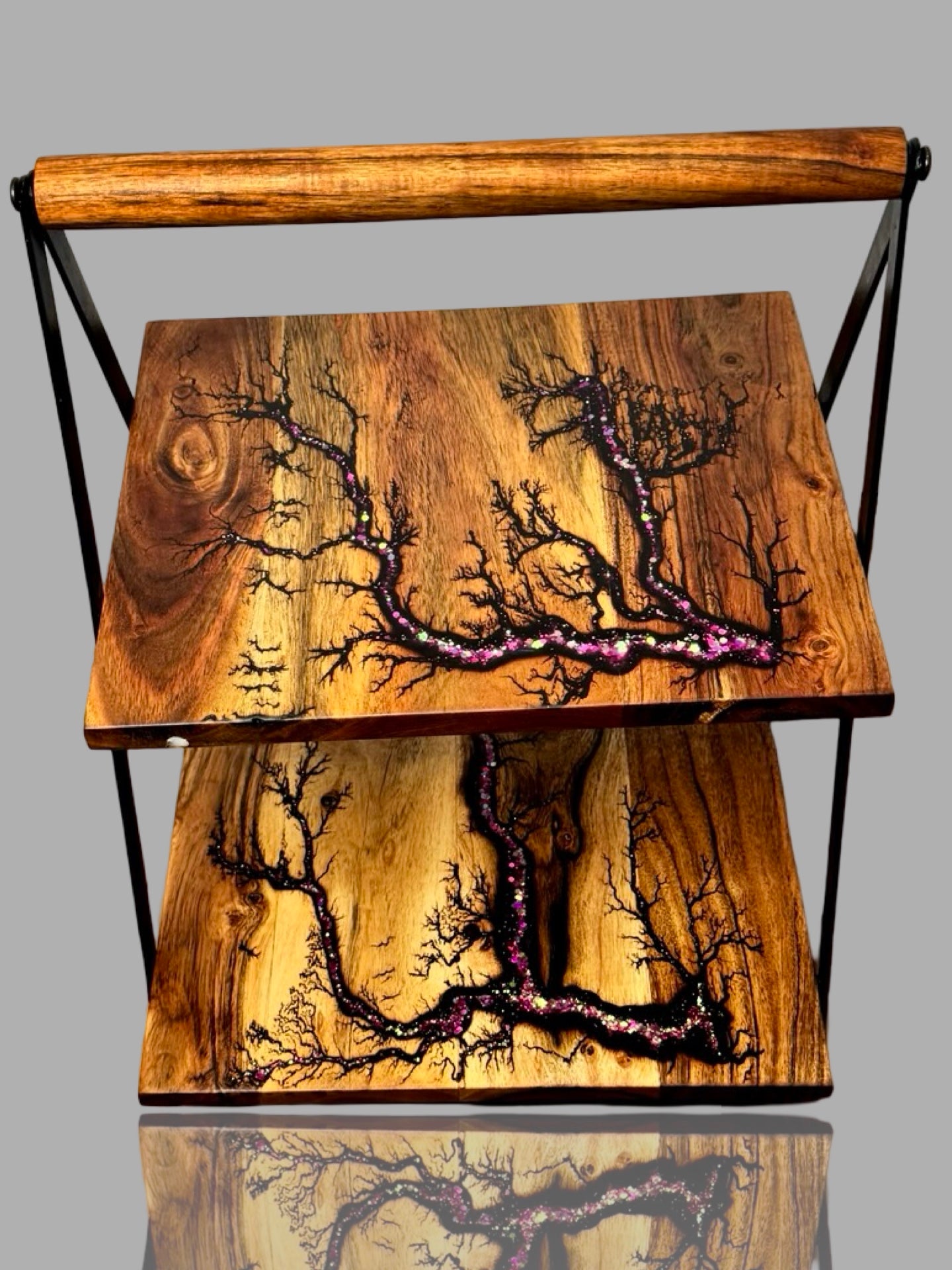 Luxury resin art cake stand, Australian resin boards collection by Fractal Flow Designs