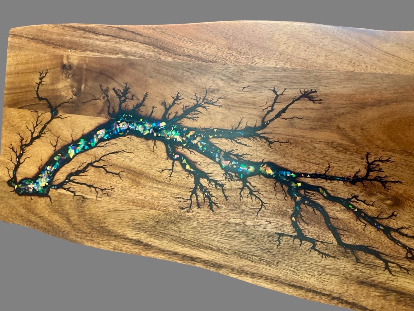 Fractal Flow Designs live edge resin board – handcrafted Australian timber platter