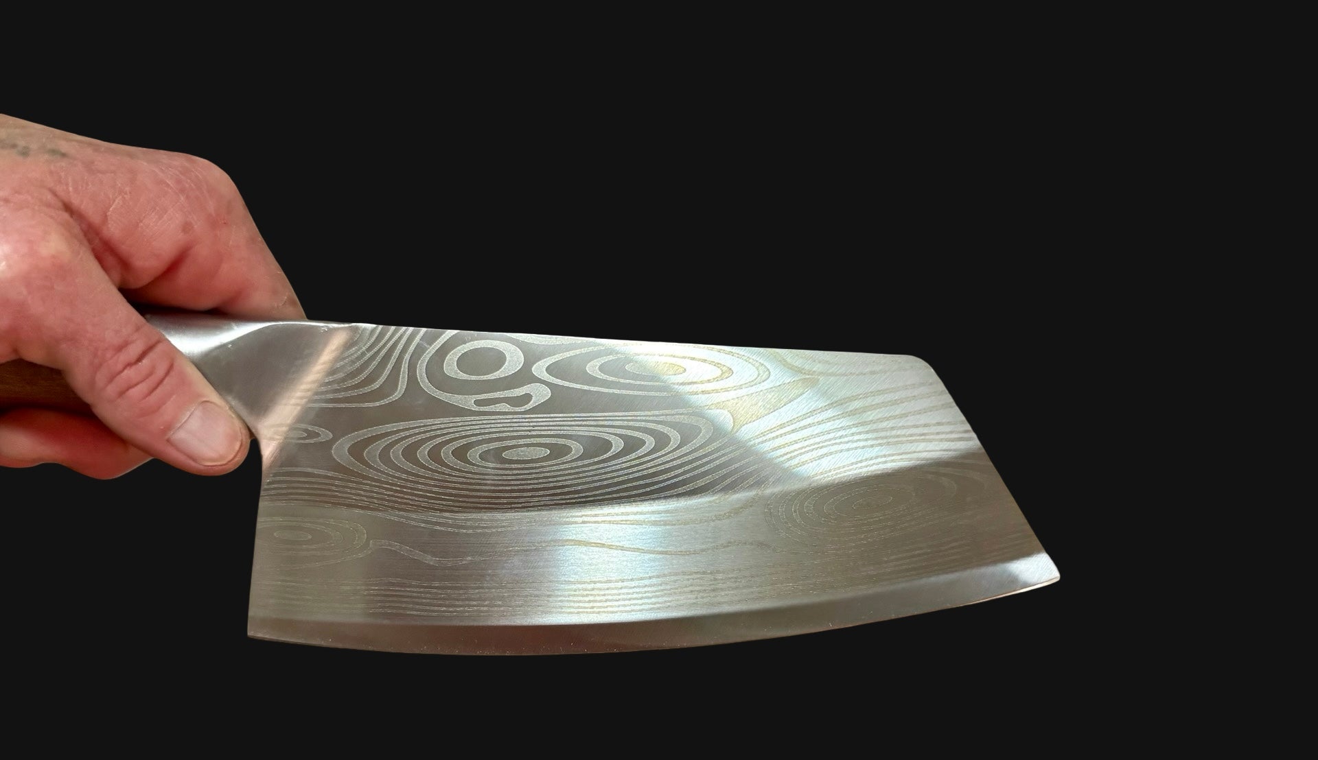 High-quality Japanese cleaver forged from folded steel – durable chef’s knife by Fractal Flow Designs, perfect for precision cutting