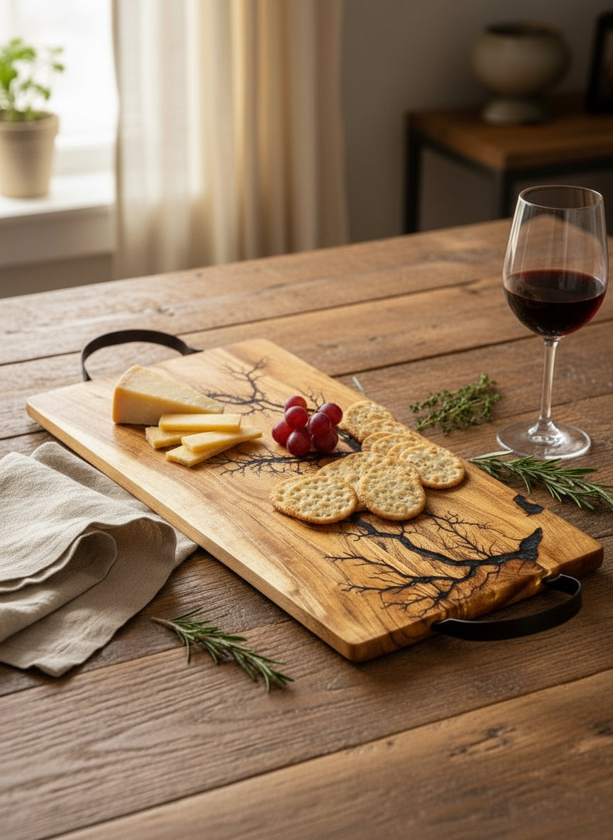 Australian timber serving board with resin art – cheese, grazing and charcuterie platter