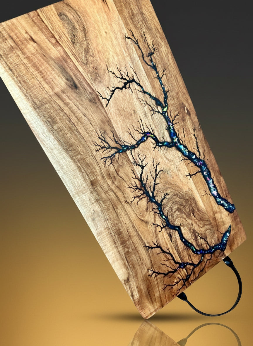 Australian resin serving board – handcrafted timber platter by Fractal Flow Designs, gift-ready design