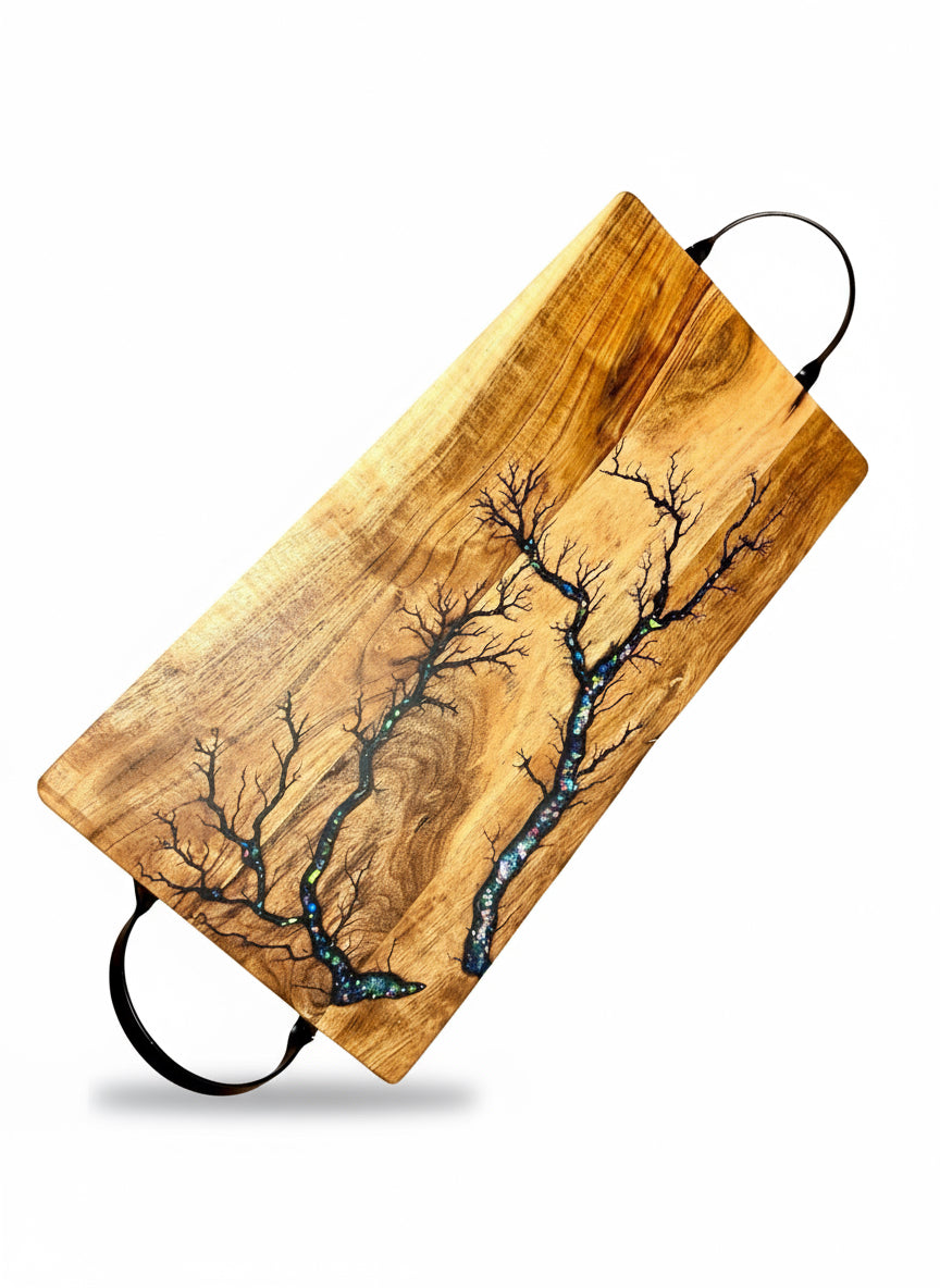 Luxury resin serving board – handcrafted in Bairnsdale Victoria by Fractal Flow Designs