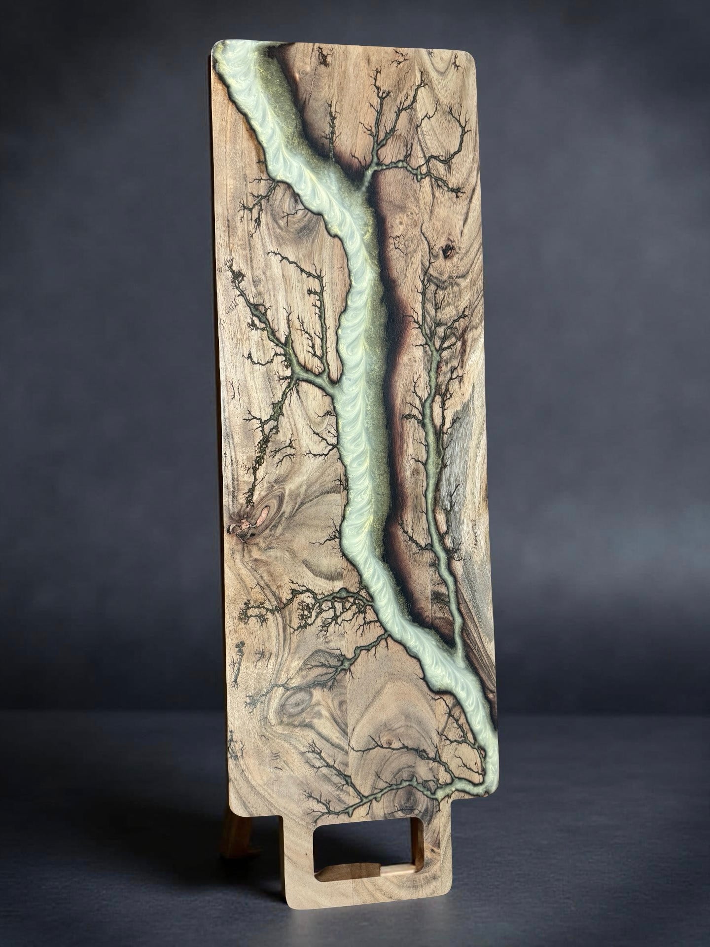 Luxury long resin platter board with live edge finish artisan made in East Gippsland