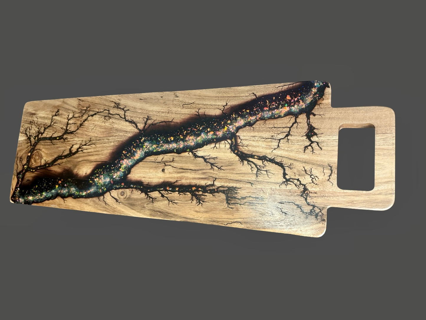 Resin serving platter made from sustainable timber and food safe resin Fractal Flow Designs Australian made home decor