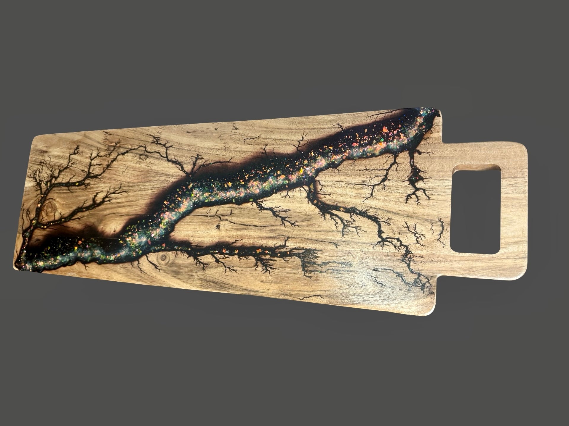 Resin serving platter made from sustainable timber and food safe resin Fractal Flow Designs Australian made home decor