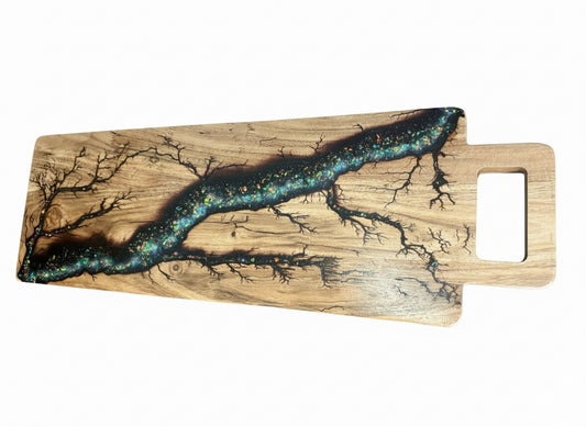 Resin serving platter made from sustainable timber and food safe resin Fractal Flow Designs Australian made home decor