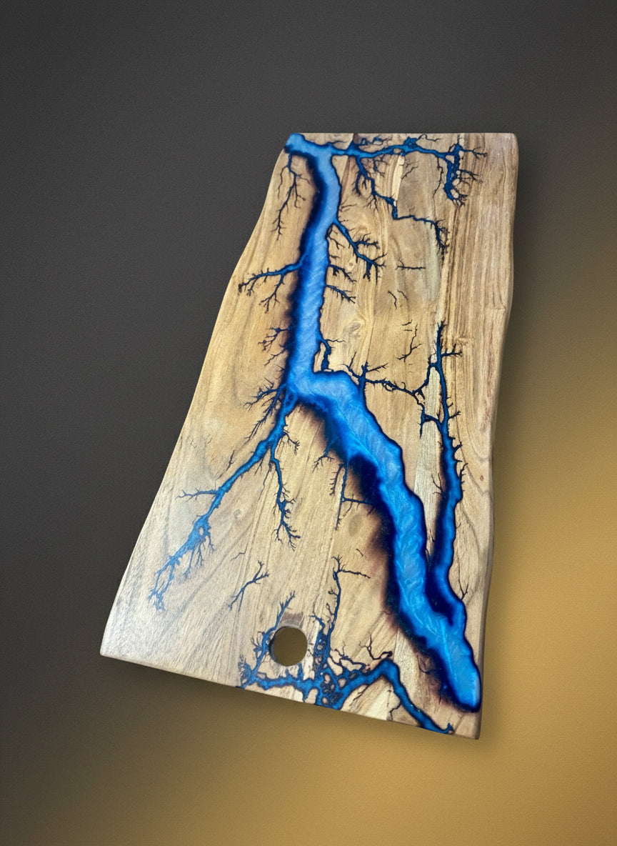 Premium resin board home decor and entertaining piece handcrafted in East Gippsland by Fractal Flow Designs