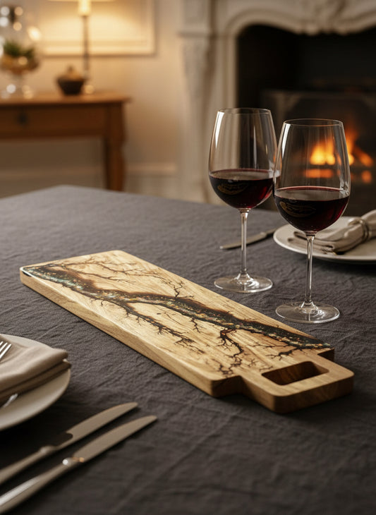 Premium resin serving platter handcrafted by Fractal Flow Designs East Gippsland Australian timber resin boards Australia