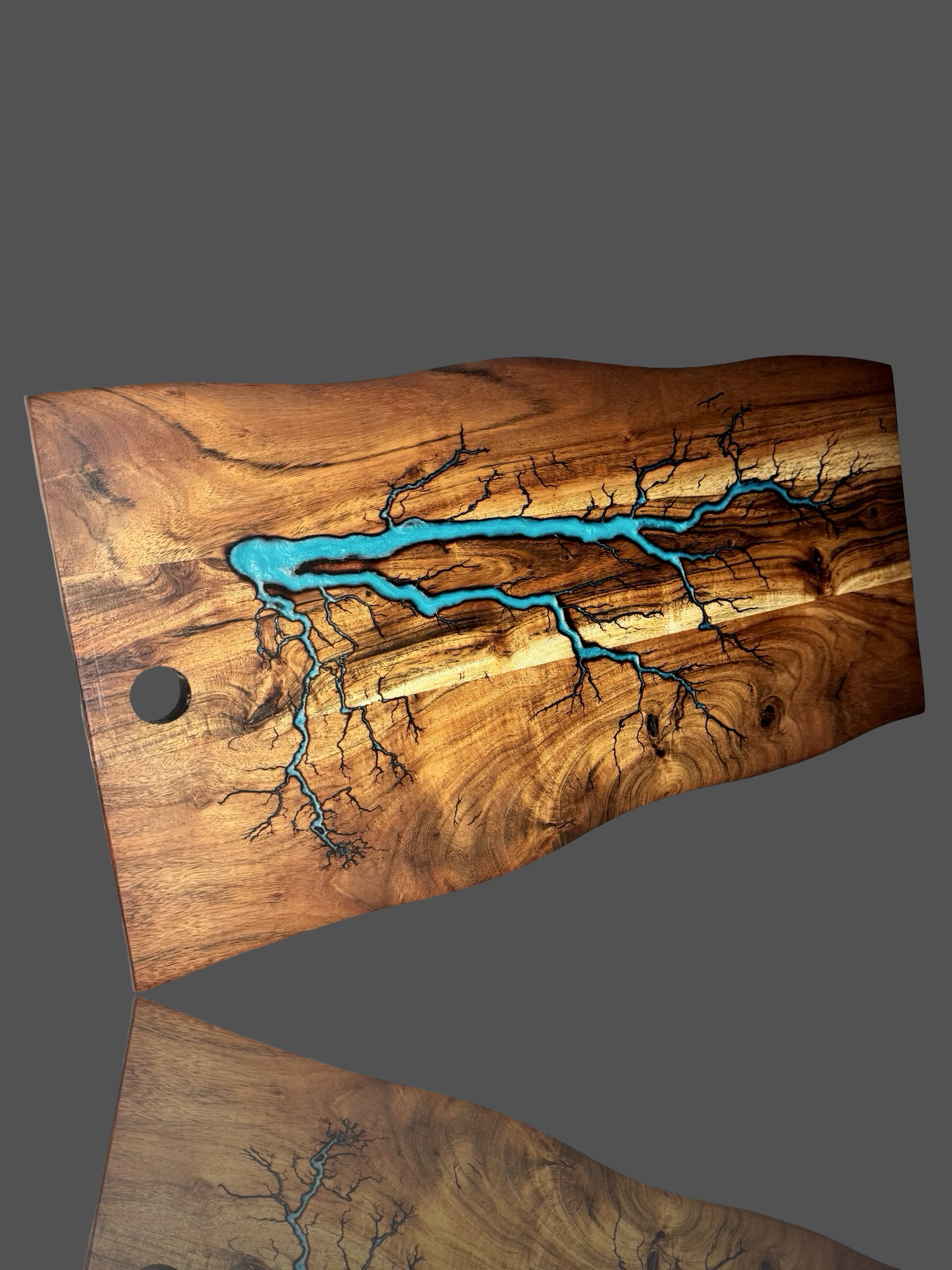 Unique live edge resin serving board – handcrafted Australian timber platter by Fractal Flow Designs, perfect for cheese, grazing, charcuterie, and gifting.