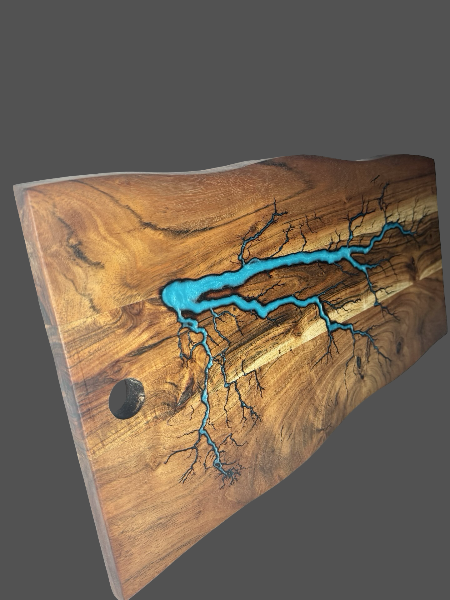 Luxury live edge charcuterie board – resin and timber grazing platter by Fractal Flow Designs, artisan-crafted in Bairnsdale, Australian-made entertaining piece.