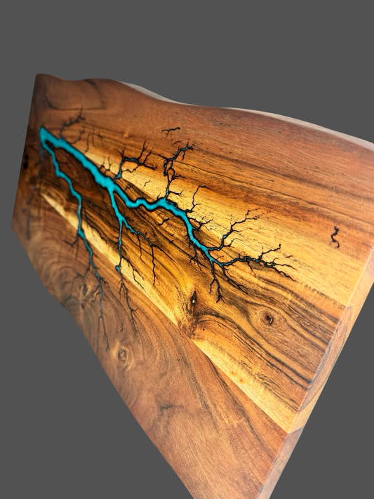 Live edge resin serving board handcrafted by Fractal Flow Designs in Bairnsdale, Victoria – Australian-made timber charcuterie and grazing platter, artisan gift.