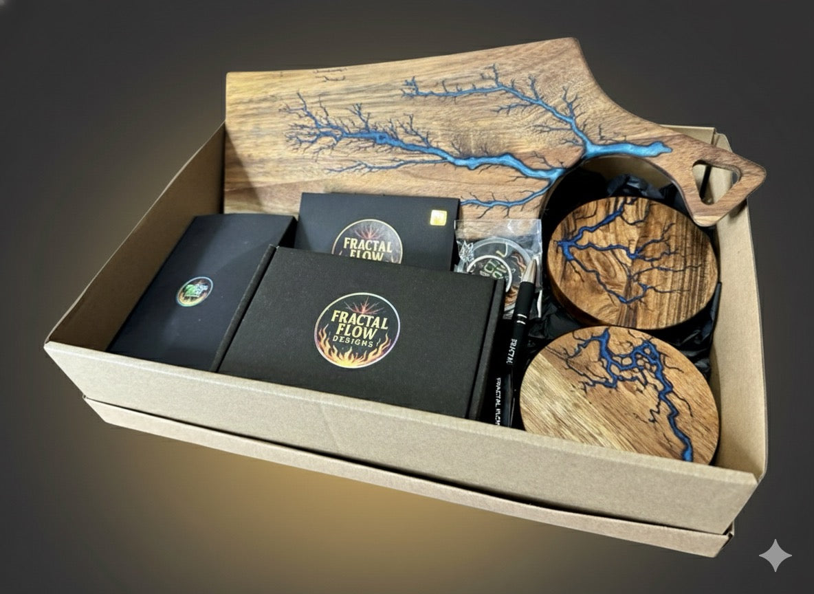 Fractal Flow Designs resin board gift box for weddings and housewarmings