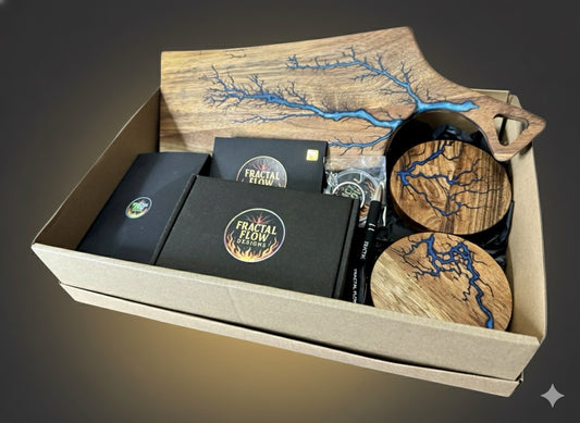 Fractal Flow Designs resin board gift box for weddings and housewarmings