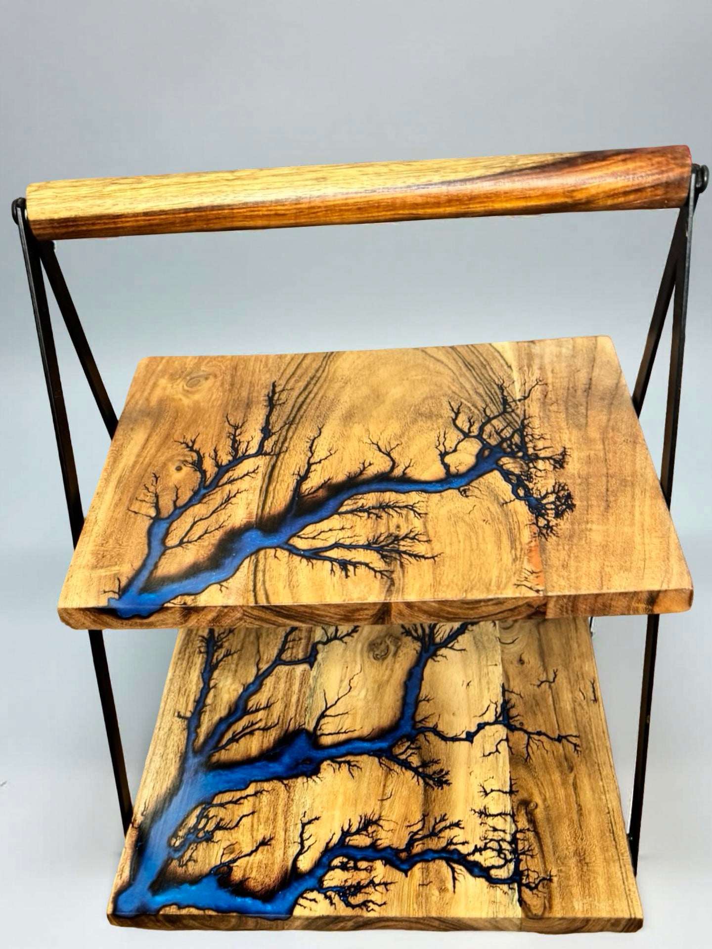 Sapphire blue premium resin cake board handcrafted timber dessert stand Australia wide