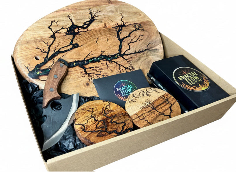 Handcrafted resin cheese board and accessories boxed set Australian made