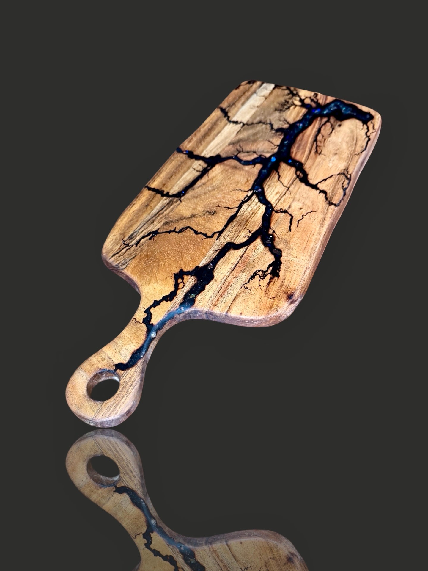 Handcrafted resin cheese paddle board from Bairnsdale, Victoria. Fractal Flow Designs - Hardwood timber and resin for a premium grazing board | shipped Australia-wide.