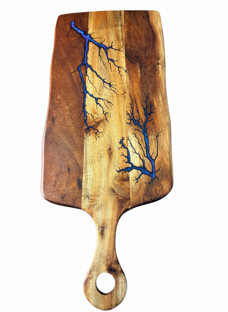 Australian resin cheese paddle board handcrafted by Fractal Flow Designs in Bairnsdale, Victoria — artisan-made from sustainable hardwood with food-safe resin, perfect for serving cheese and charcuterie.