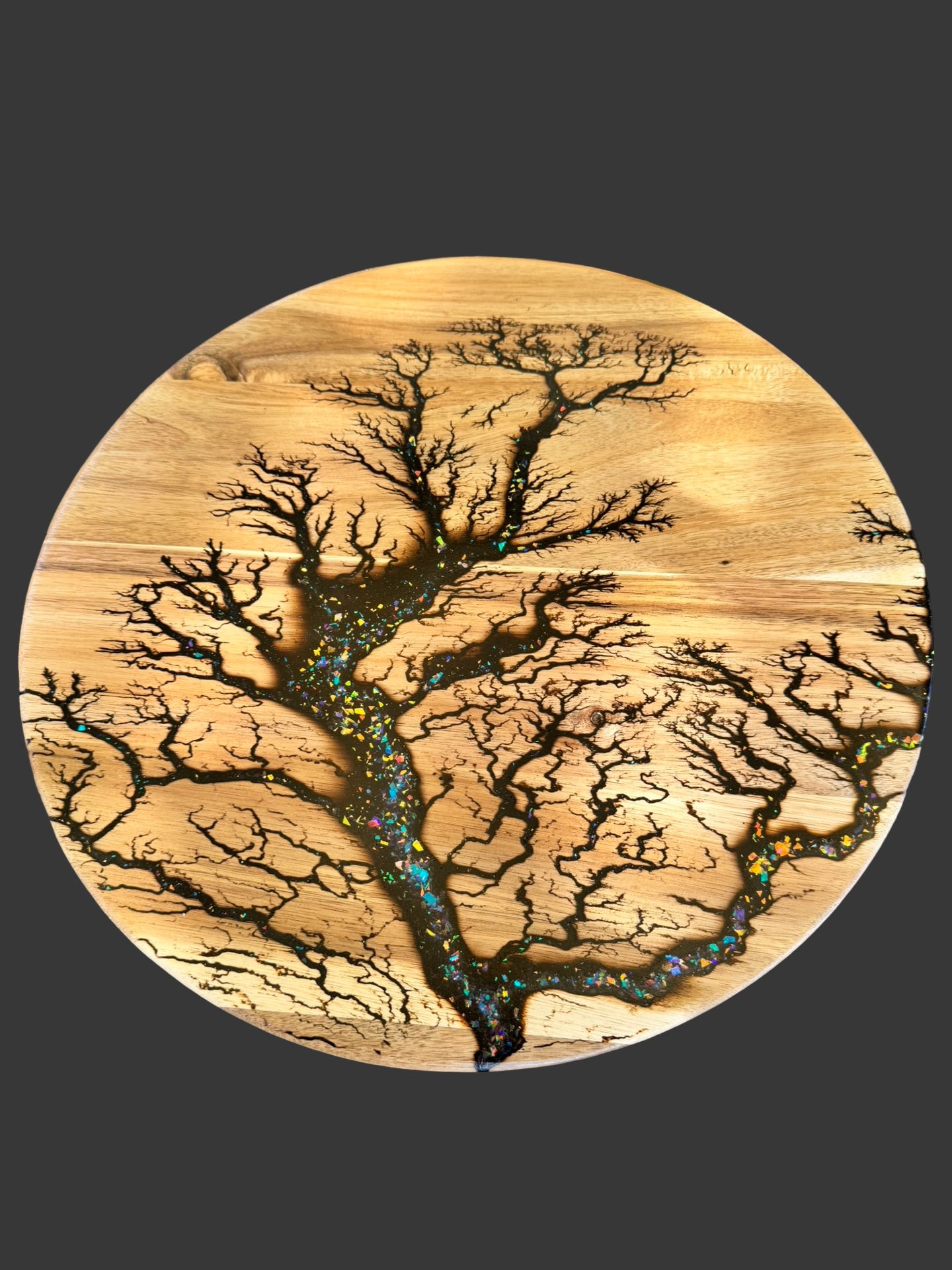 Luxury resin Lazy Susan board with electric art design