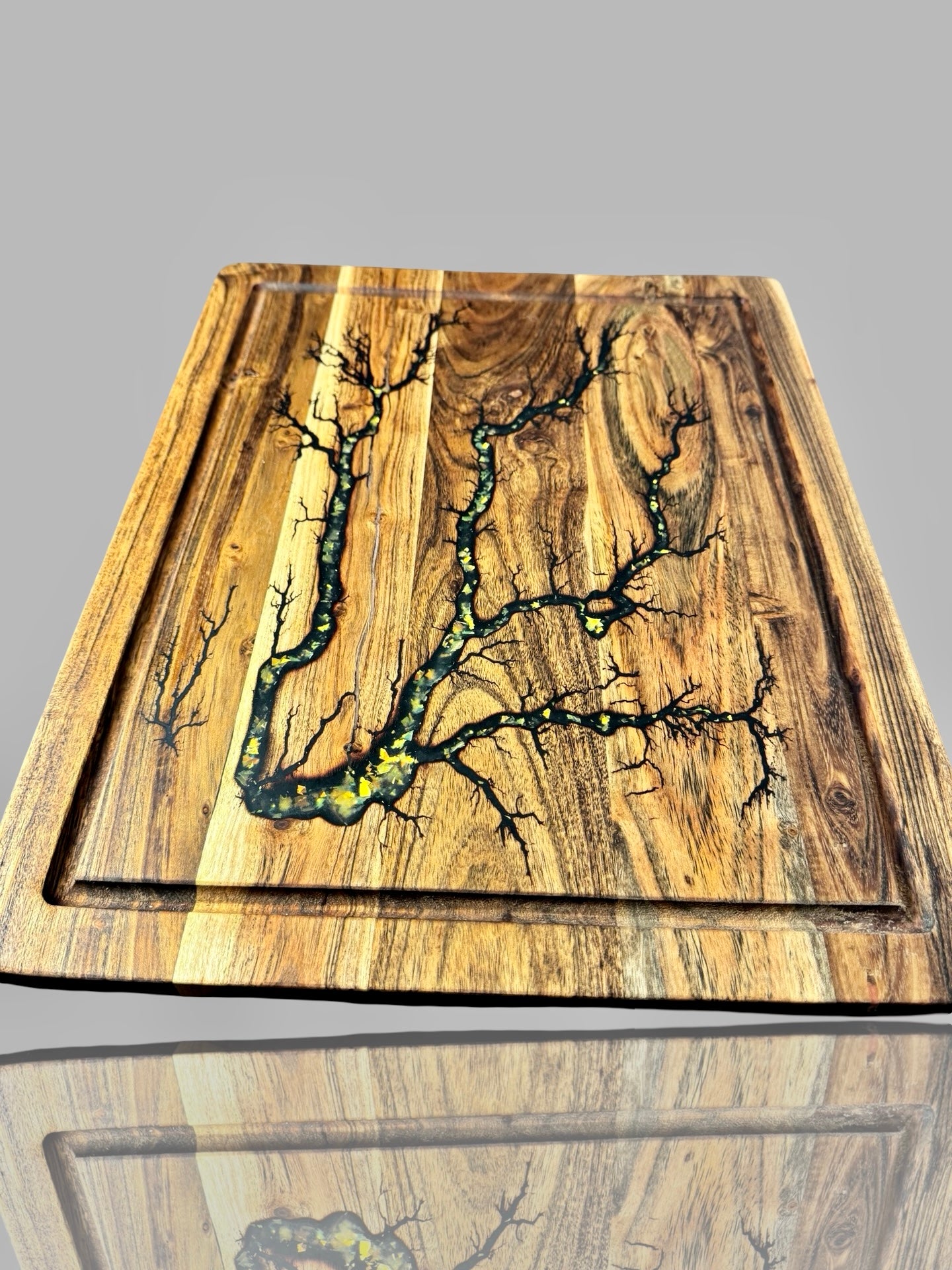 Handcrafted resin chopping board made in Australia by Fractal Flow Designs, premium timber serving board from East Gippsland