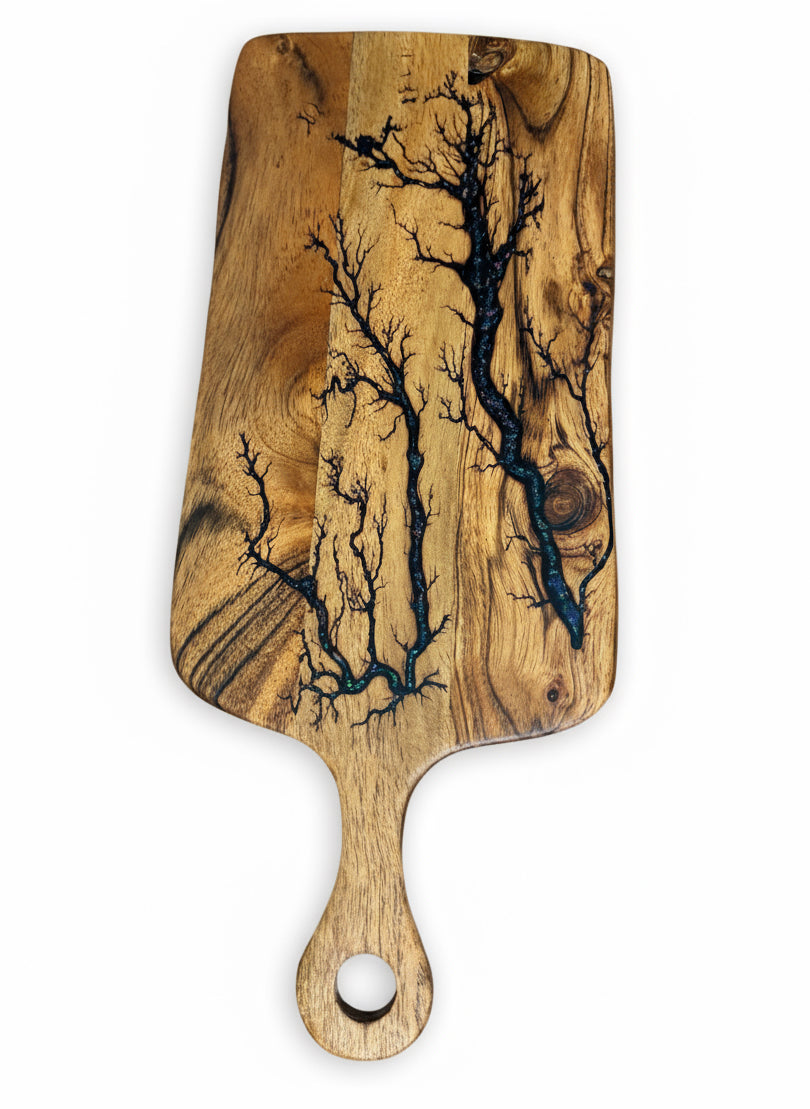 Handcrafted resin cheese board paddle by Fractal Flow Designs, made in Bairnsdale Victoria, perfect for grazing platters and Australian kitchens