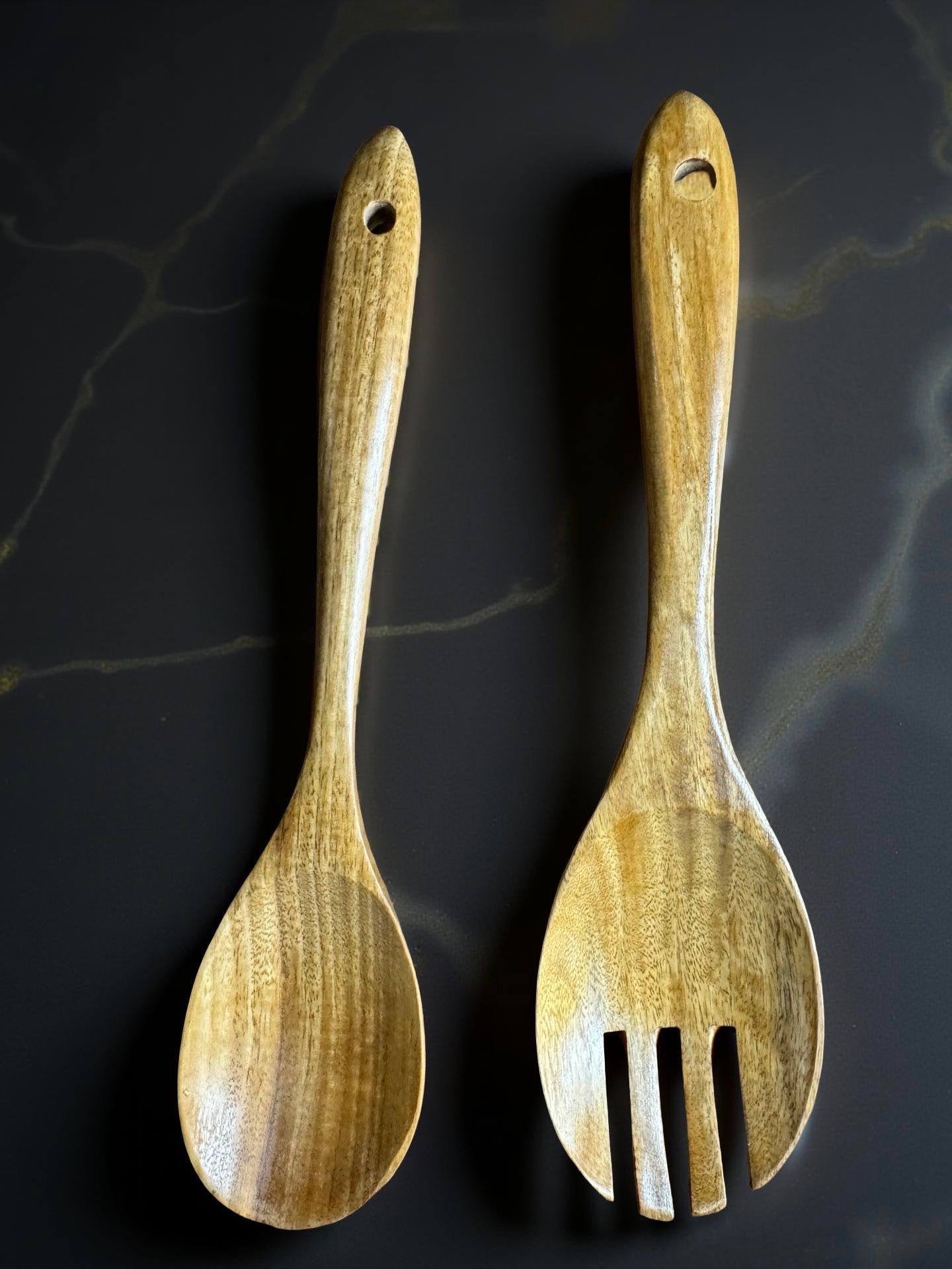 Natural wood cooking tools set Australian made by Fractal Flow Designs