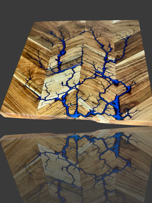 Fractal Flow Designs artisan resin chopping board, Australian-made from premium timber. Durable serving board for cheese, charcuterie, and everyday gourmet cooking.