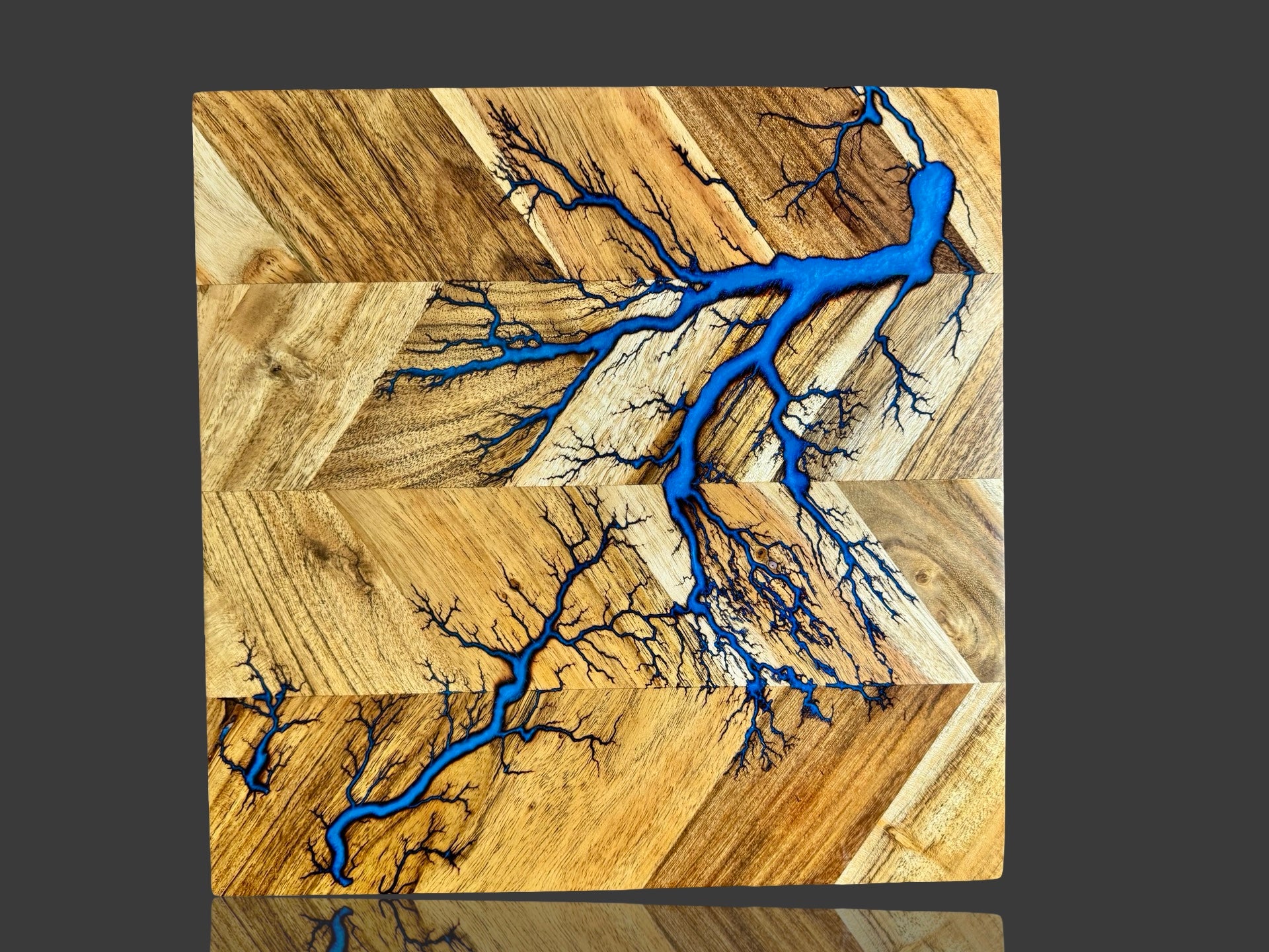 Next level resin chopping board with artisanal fractal burning and resin inlay. Handmade in Victoria by Fractal Flow Designs, perfect gift for weddings, housewarmings, and anniversaries.