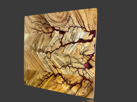 Fractal Flow Designs resin chopping board with bold resin inlay and artisan craftsmanship. Handmade in Victoria, Australia, perfect for entertaining and special occasions.