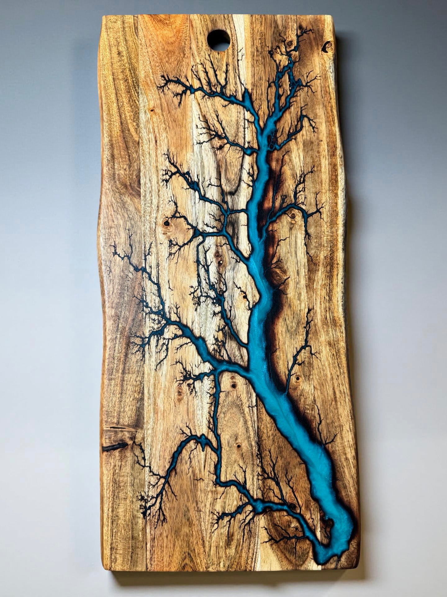 Marine green resin live edge timber board, luxury grazing and charcuterie board Australian made