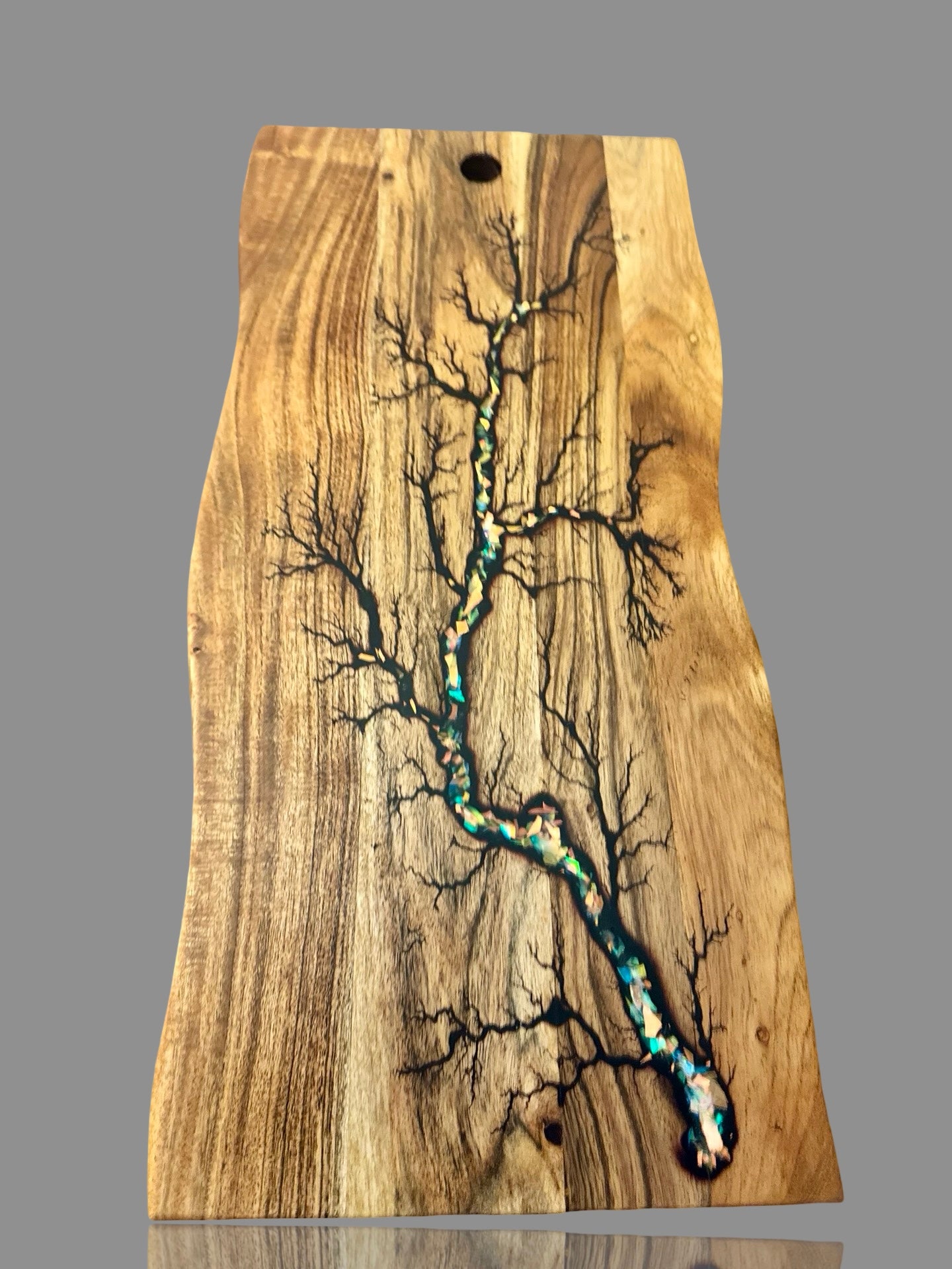 Fractal Flow Designs resin live edge cheese and grazing board, premium Australian timber serving platter for entertaining, special occasions and weddings