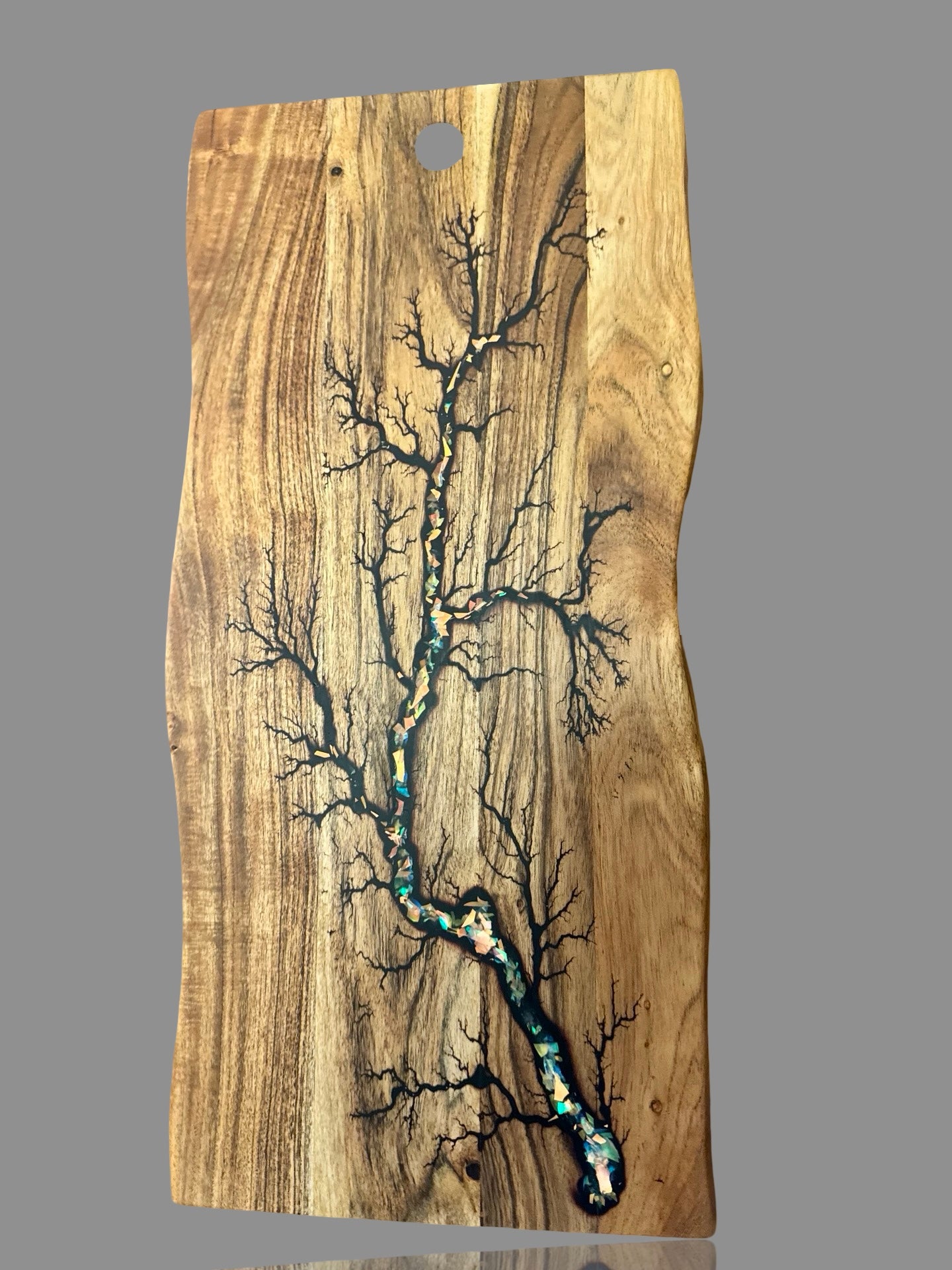 Australian resin live edge charcuterie board handcrafted by Fractal Flow Designs, premium timber platter for grazing and entertaining, Bairnsdale Victoria