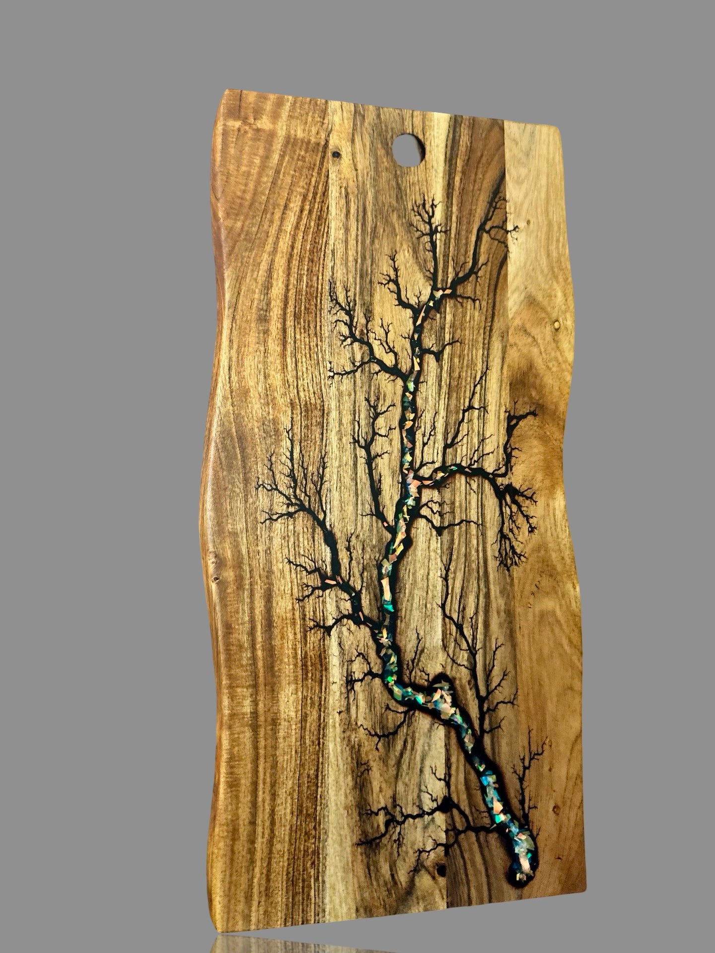 Quality live edge serving board with resin inlay, artisan charcuterie platter handmade in Australia, perfect for weddings, housewarming, or gourmet gifts