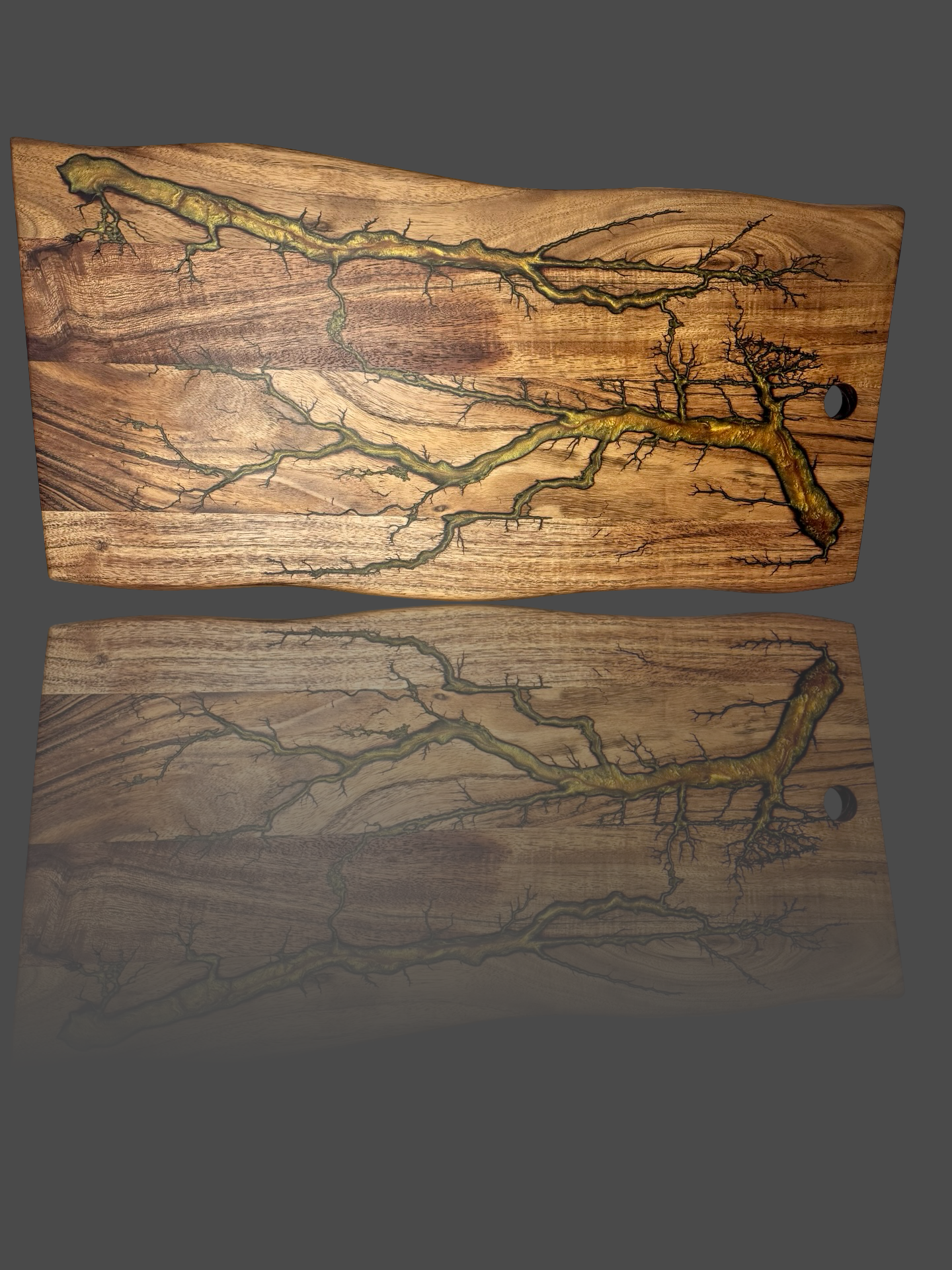 Premium resin inlay live edge board – handcrafted charcuterie and cheese platter by Fractal Flow Designs, Australian-made in Bairnsdale, unique gift piece