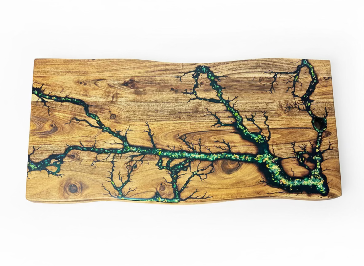 Luxury resin and wood grazing board – artisan live edge platter, East Gippsland Victoria, premium resin boards Australia.