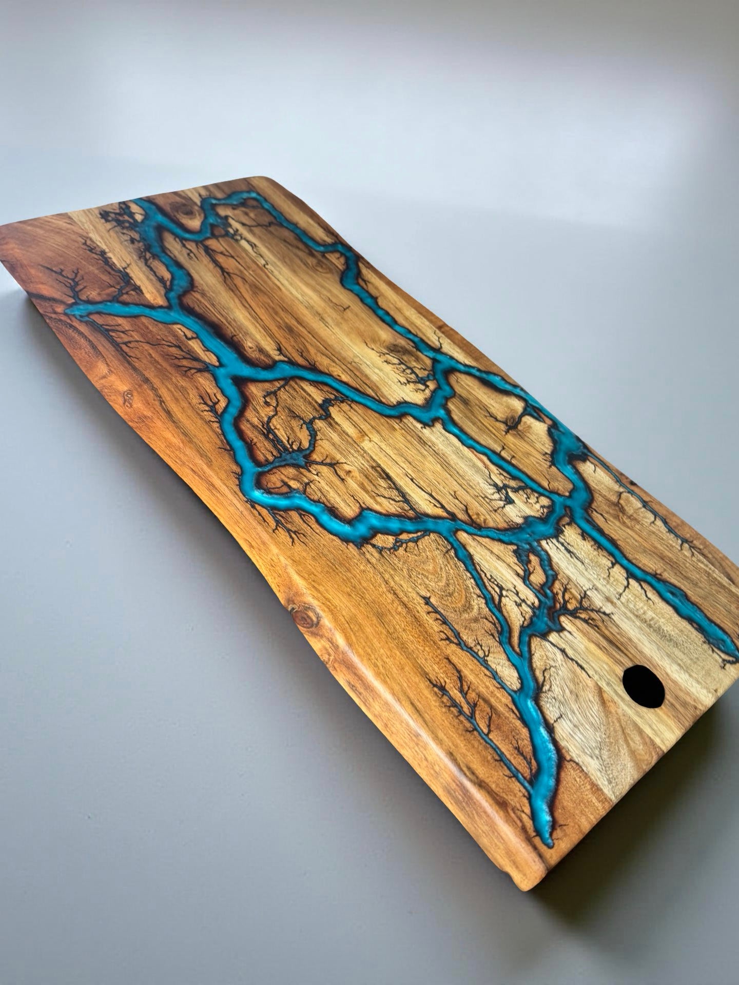 Live Edge Resin Board – Lagoon Blue | Fractal Flow Designs | Australia