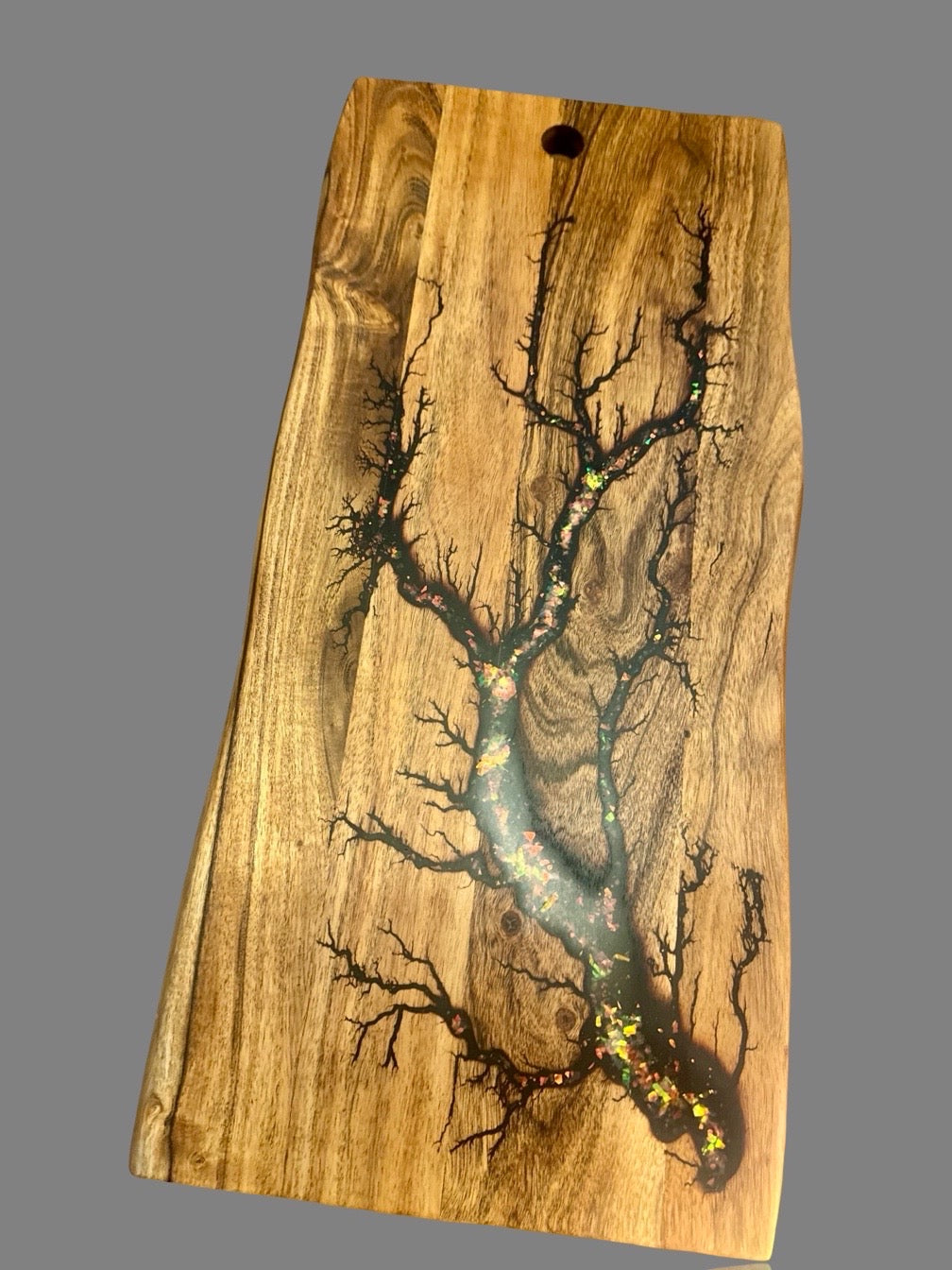 Australian live edge resin serving board handmade in Victoria by Fractal Flow Designs