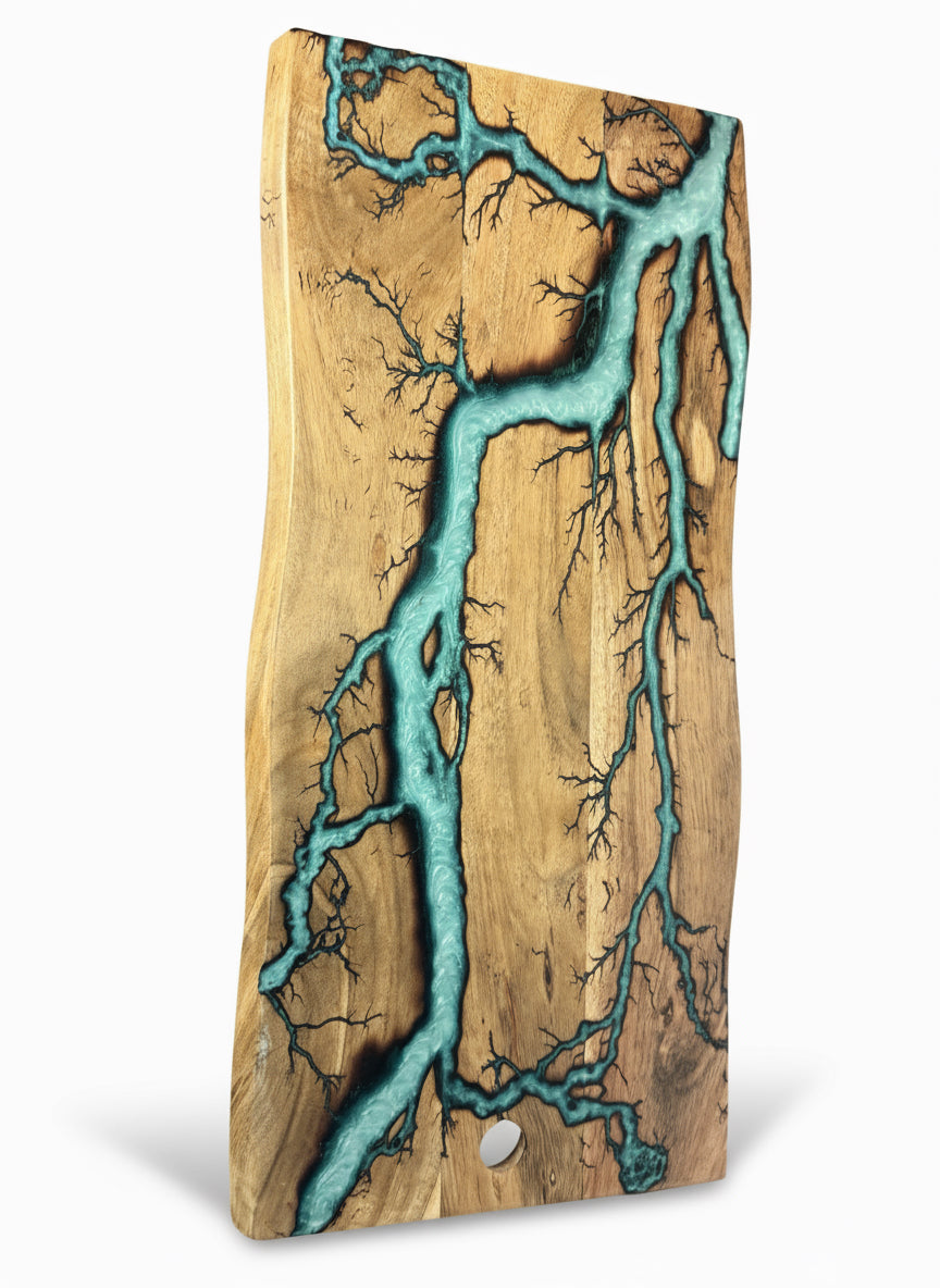 Australian made resin serving board handcrafted timber live edge platter from Fractal Flow Designs