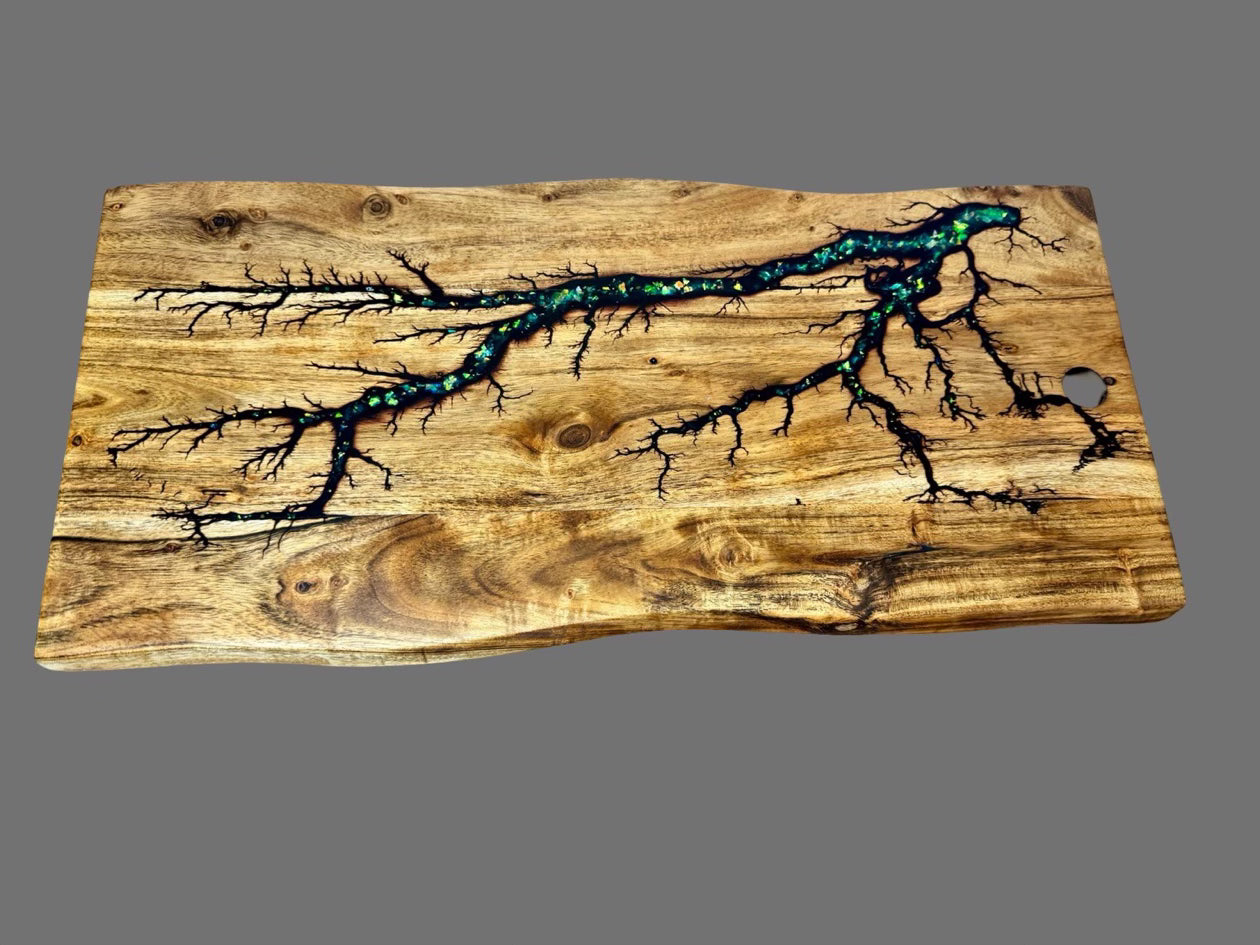 Handcrafted live edge resin serving board by Fractal Flow Designs – Australian timber charcuterie platter, Bairnsdale Victoria.