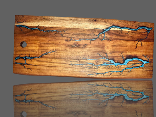 Fractal Flow Designs live edge timber and resin board – Australian-made serving platter with fractal burning, artisan kitchenware, gift-ready