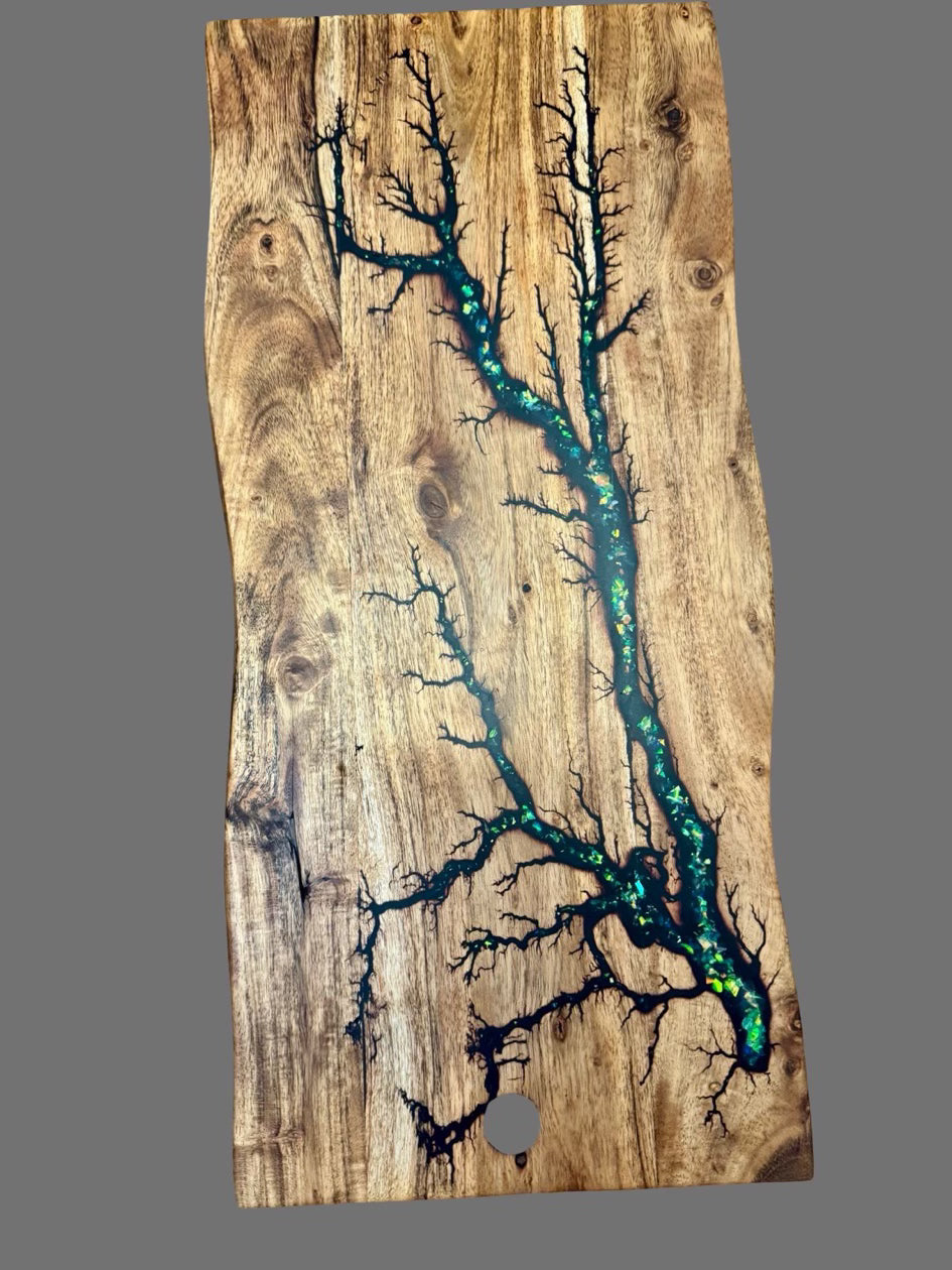 Unique live edge resin timber board – Australian resin boards for charcuterie, cheese, and grazing platters.