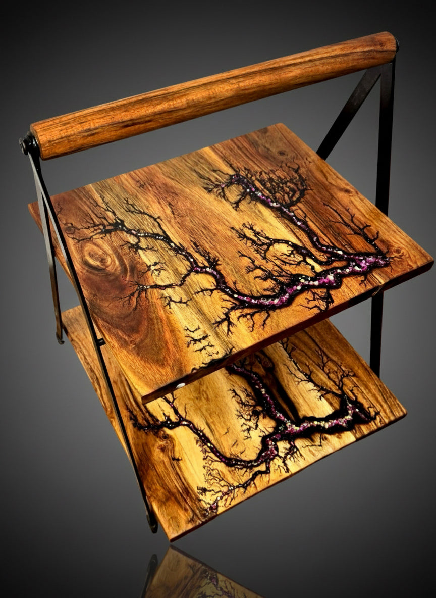 Unique resin and wood cake stand, artisan entertaining piece made in Bairnsdale Australia