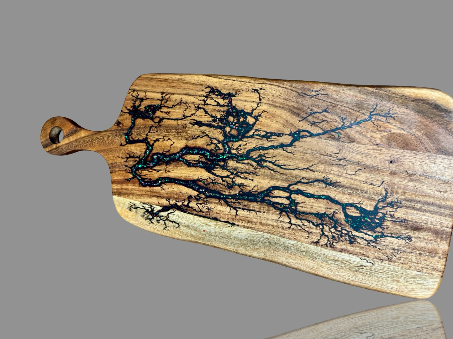 Fractal Flow Designs resin paddle cheese board – gift-ready and unique