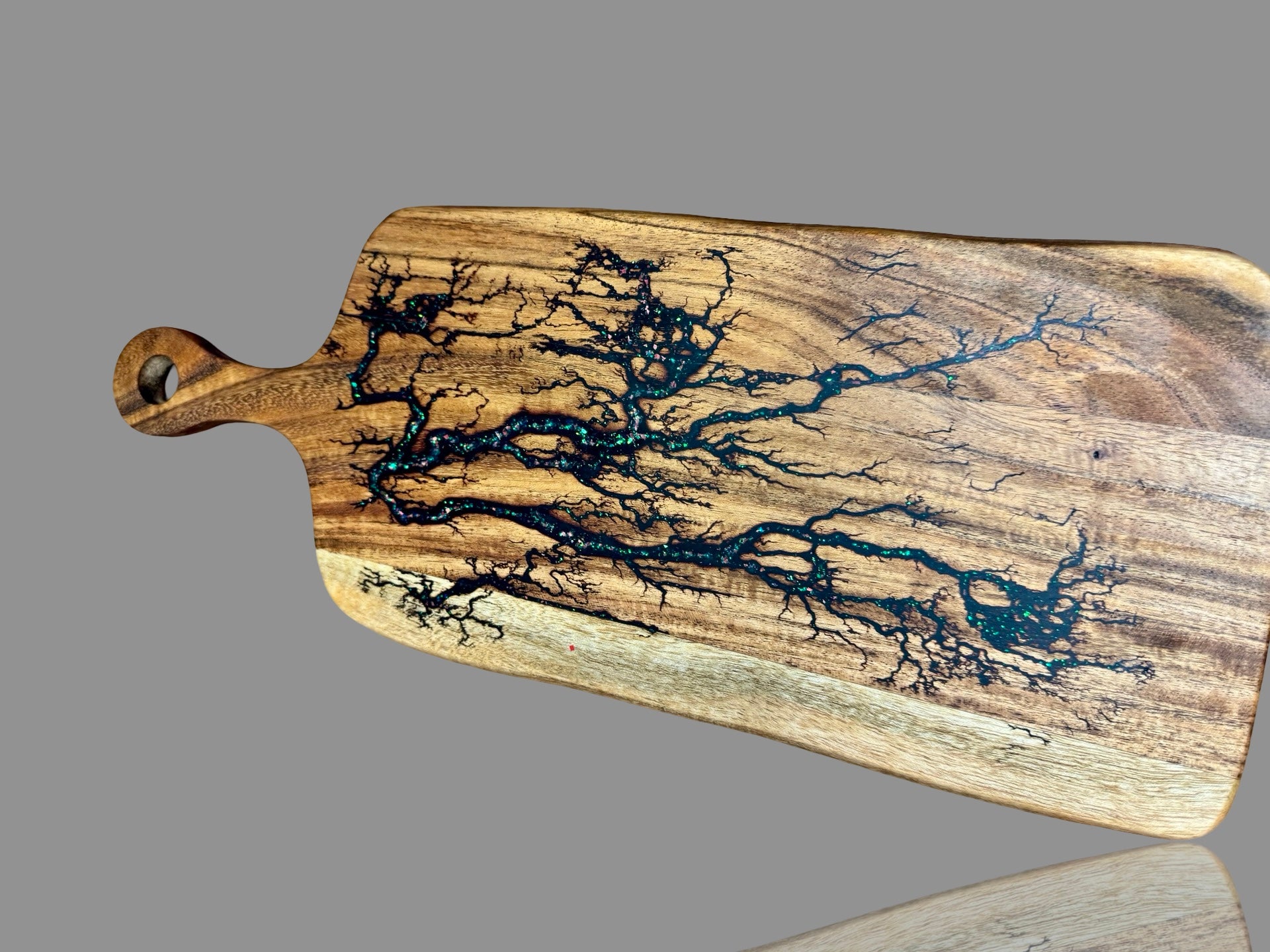 Fractal Flow Designs resin paddle cheese board – gift-ready and unique