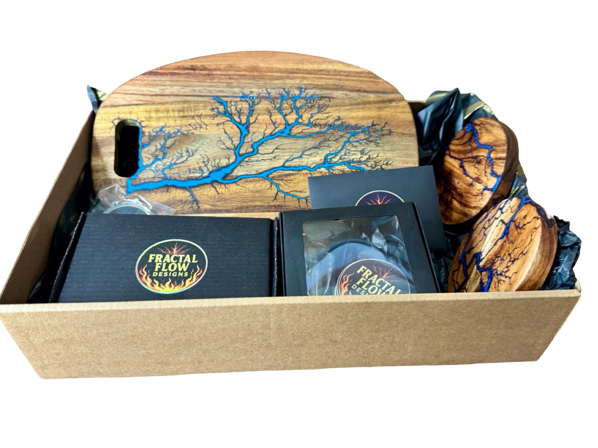 Resin cheese board gift box handcrafted by Fractal Flow Designs East Gippsland